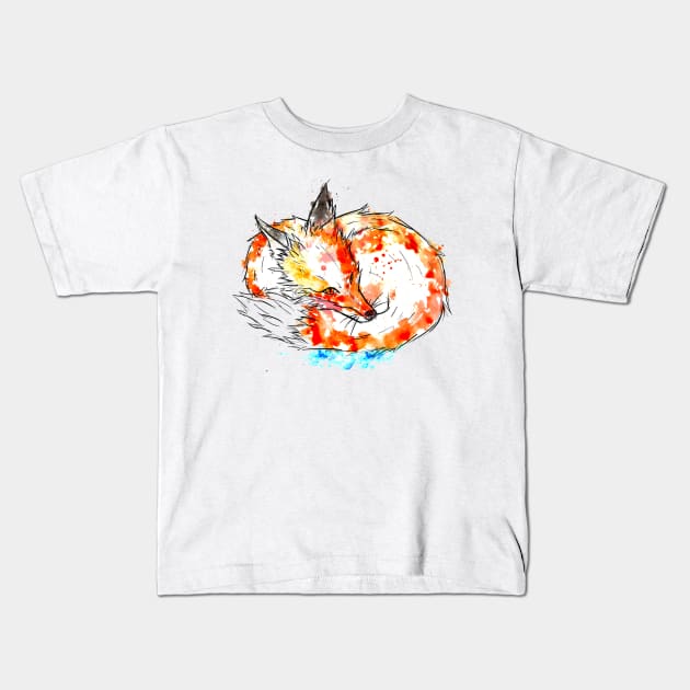 Fox Water Colour Kids T-Shirt by HannahPalmerArt